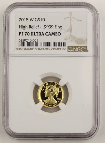 2018 W 1/10 Oz Gold American Liberty High Relief Proof $10 Coin NGC PF70 UCAM