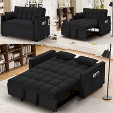 Folding Sofa Convertible Comfy Velvet/Teddy Sleeper Sofa 3-in-1 Pull Out Bed