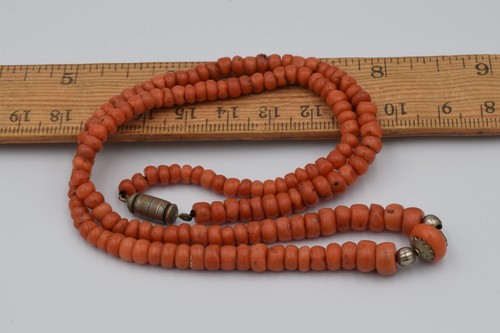 UNDYED VTG Salmon Antique Original Natural coral necklace Mediterranean Bead - Picture 7 of 16