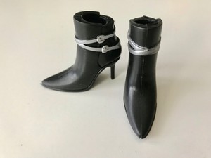 black booties with silver heel