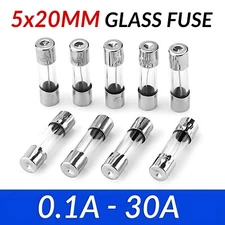 100pcs 5x20mm Glass Standard Fuses Time Delay Fuses 20mm Various Amps