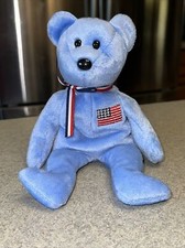 2001 TY Beanie Baby America the Bear 9/11 Tribute Retired Blue Version No Tag