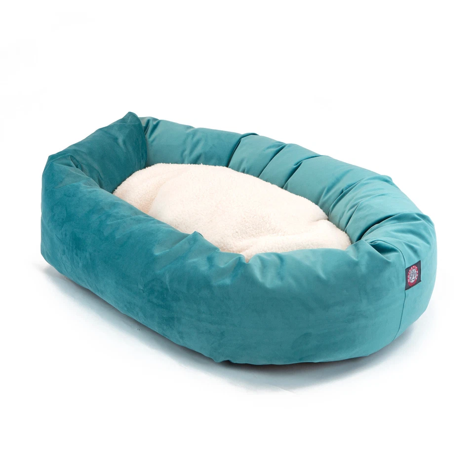 Cama calmante para perros Majestic Pet Velvet Sherpa lavable acogedora mullida donut cama para perros Foto 2 de 3
