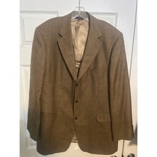 Brooks Brothers 346 Mens 45 LG Brown Glen Plaid 100 Wool 3 Button Blazer Jacket