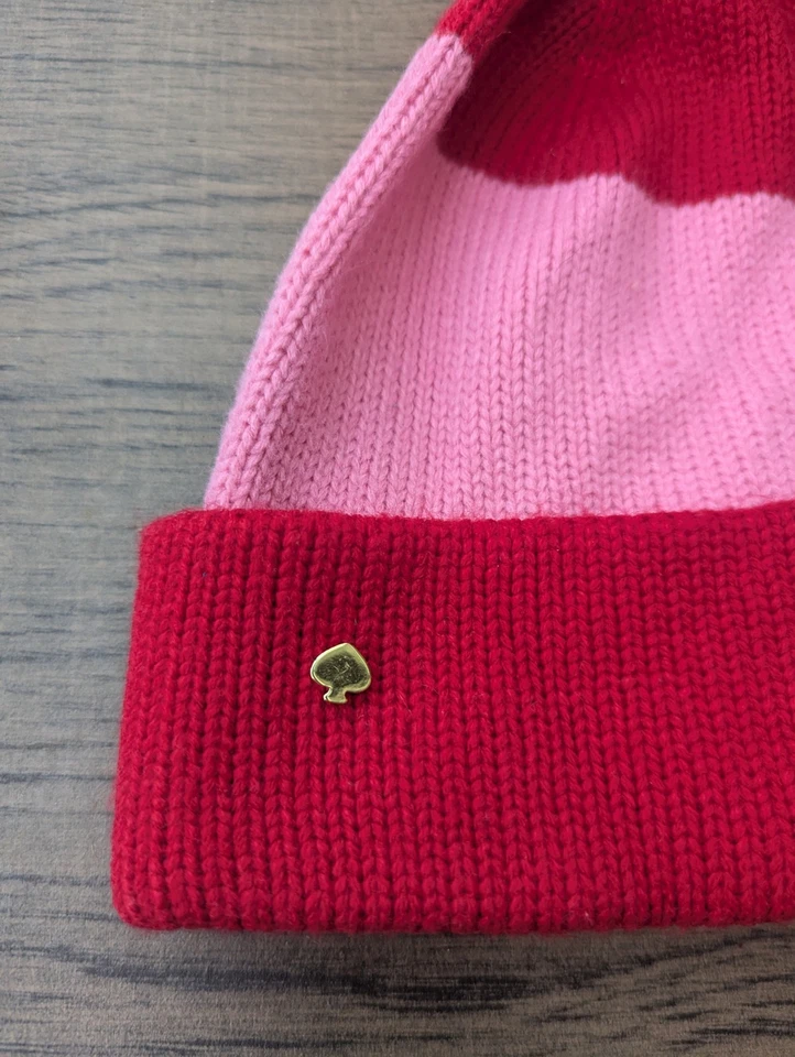 Gorro Kate Spade New York Pom para mujer rosa y rojo talla única Foto 2 de 4