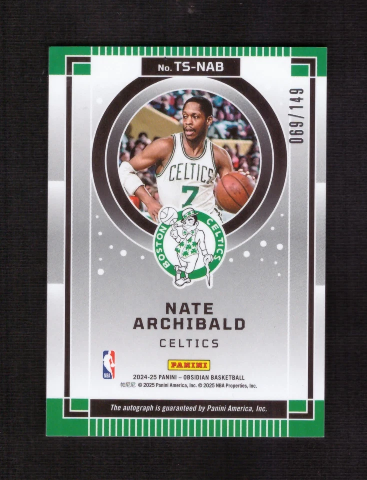 2024-25 Panini Obsidian Nate Archibald Twilight Auto 069/149 Boston Celtics - Image 2 of 2