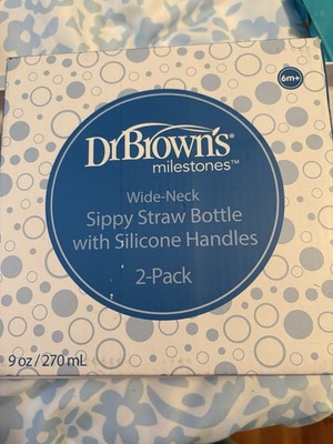 Dr. Browns Milestones Wide Neck Sippy Straw Bottles 2 Pack Sealed In Box