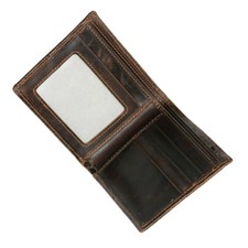 Wallet Cow Genuine Leather Men's Wallet Cowhide Travel Purse Case Dark Brown
