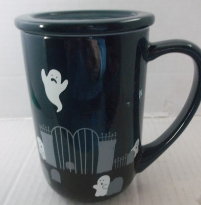 David s Tea Halloween Sloth Graveyard Mug 16oz Glow in the Dark Nordic BlueBlack