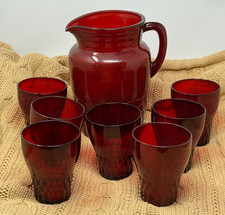 VINTAGE ANCHOR HOCKING ROYAL RUBY WINDSOR PIT...