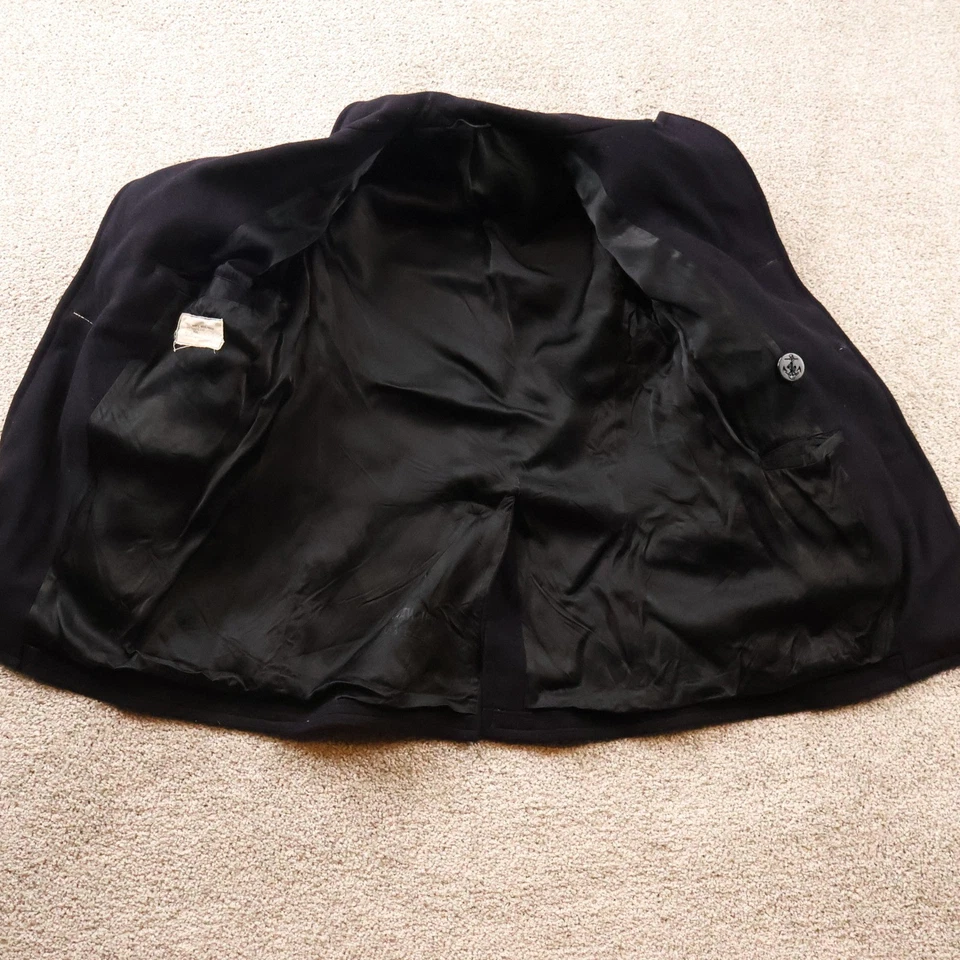 Vintage U.S. Navy Peacoat Men's 36 Wool Kersey Military Issue 60 Double Breasted - Image 4 of 4