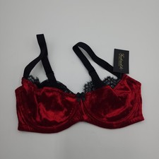 Frederick's of Hollywood Martyna Velvet Full Figure Bra Lace in Red Size 32DD