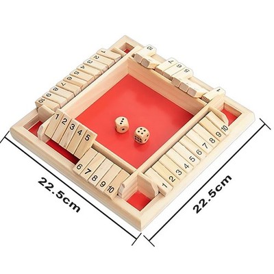 Wooden Shut The Box Board Game 4-6 Players Classic Pub & Family Dice Game