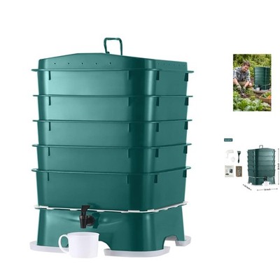 Dark Green Indoor/Outdoor Worm Composter   Moisture Management & Airflow Design