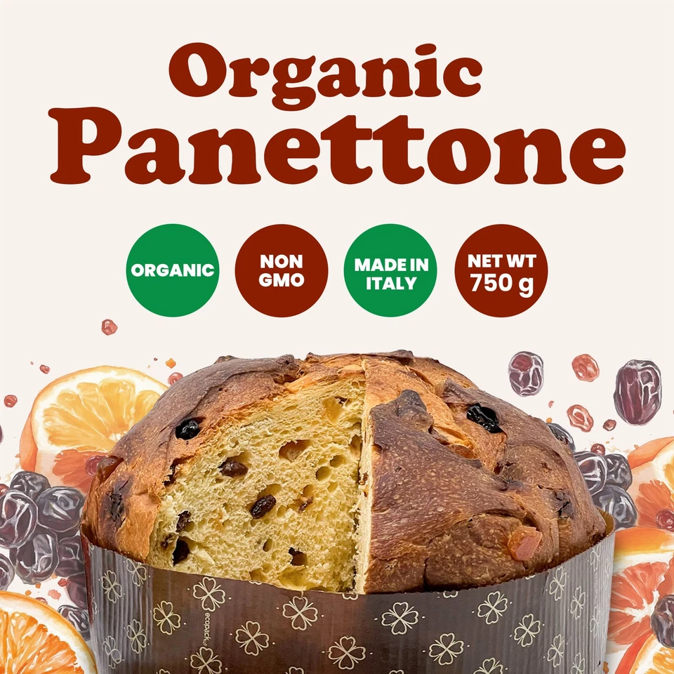 Panettone italiano orgânico Food to Live - Perfeito para presentes - 750 g (1,65 lb) - Imagem 4 de 4