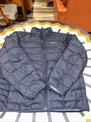 Lands End Down Fill Blue Puffer Jacket Men's L Full Zip, Pockets, Outdoors - product listing photo
