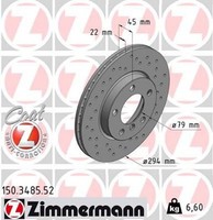 2X Bremsscheibe Zimmermann 150.3485.52 2 Bremsscheiben Vorderachse Vorne