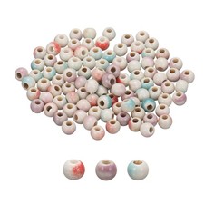 100Pcs 6mm Round Ceramic Porcelain Beads Light Mixed Color