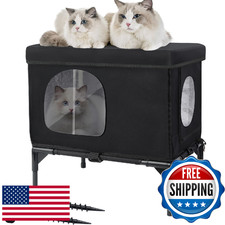 Outdoor Cat House Weatherproof, Insulated Feral Cat Houses for Cats with Cozy Cu