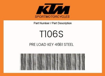 KTM Genuine Pre Load Key 4681 Steel - T106S