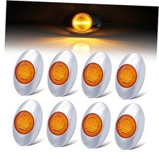  Pack of 8 3 Inch Oval Amber LED Sealed 3  x 2  x 0.7   L x W x H Amber 8 