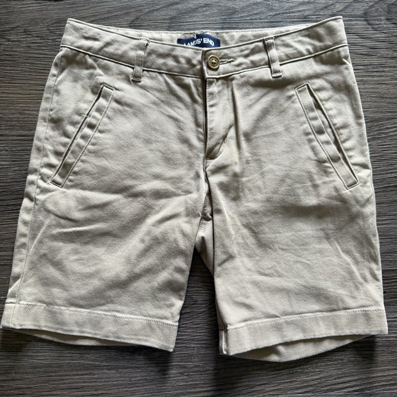 Lands End Shorts Girls Size 10 Khaki Chino Shorts Adjustable School Uniform
