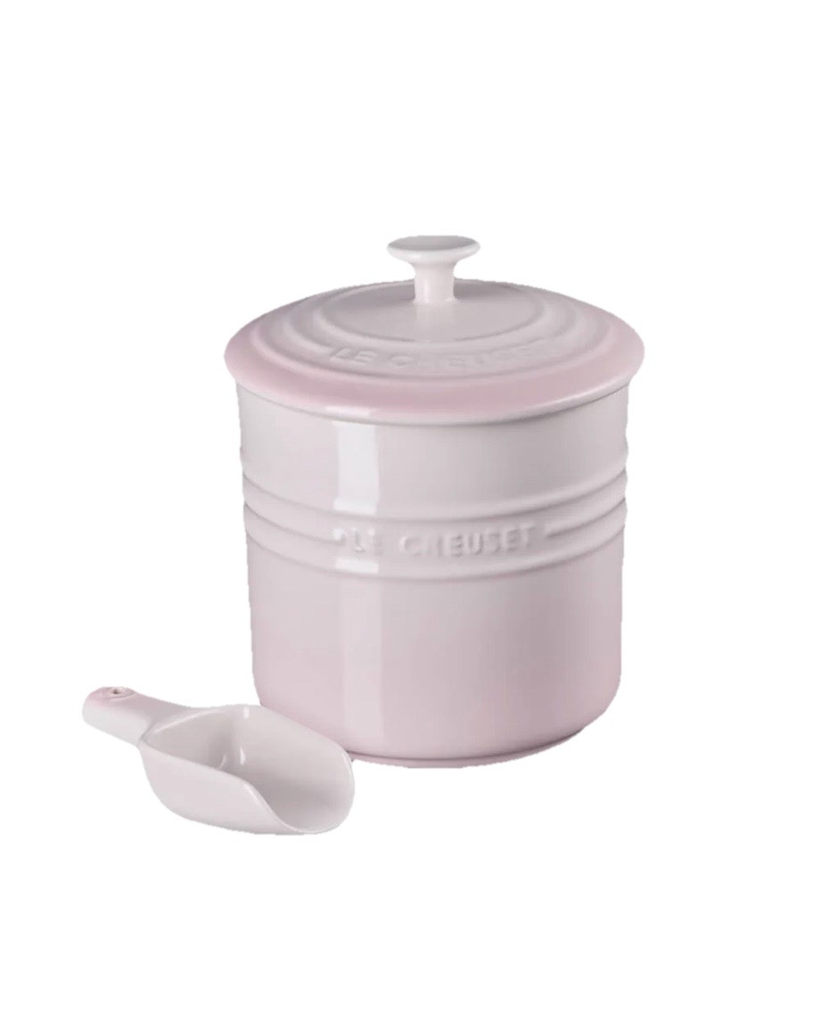 Le Creuset 2.3L Pet Food Container Storage Jar with Scoop -Shell Pink (NEW)
