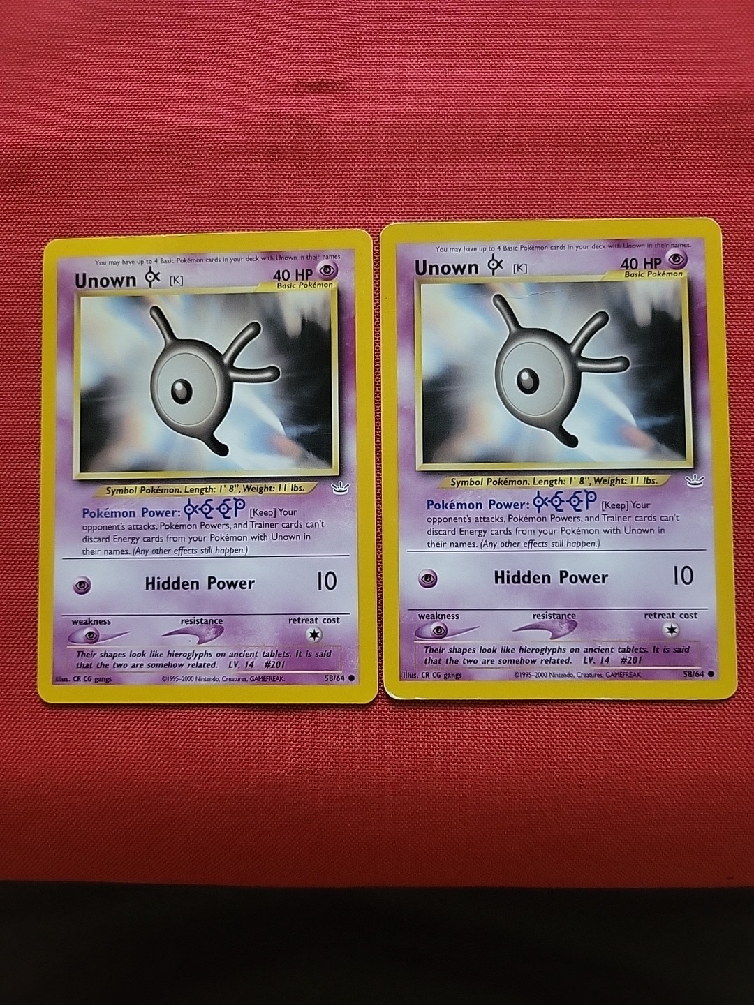 Pokemon: Unown [K] #58/64 Neo Revelation 2000 Vintage Non-holo - LP / HP - L43
