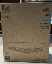 60 Watt Equivalent Non Dimmable LED Light Bulb Daylight 16 Pk