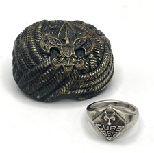 Vintage Sterling Silver BSA Cubs Ring Boy Scouts of America Wolf SZ 5.5  Slide