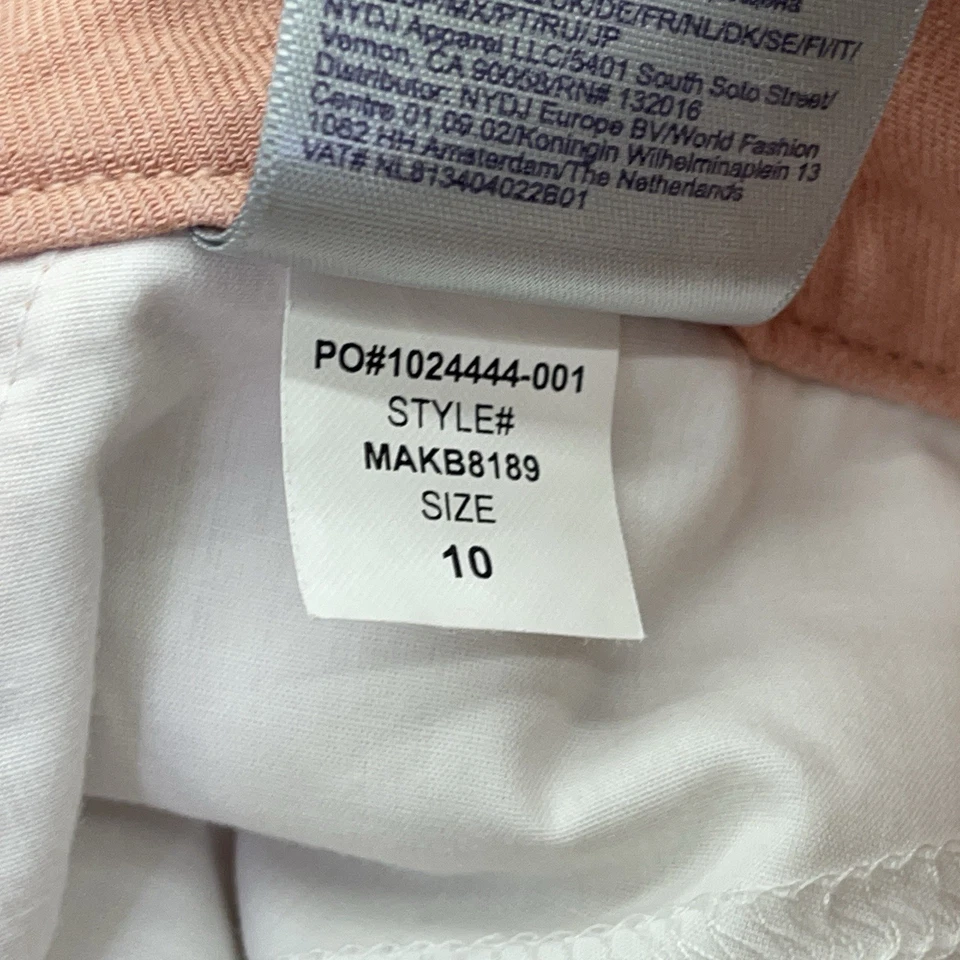 NYDJ 短裤女式 10 亚麻混纺休闲打褶桃子三文鱼夏季 8 英寸内缝 — 第 4/4 张图片