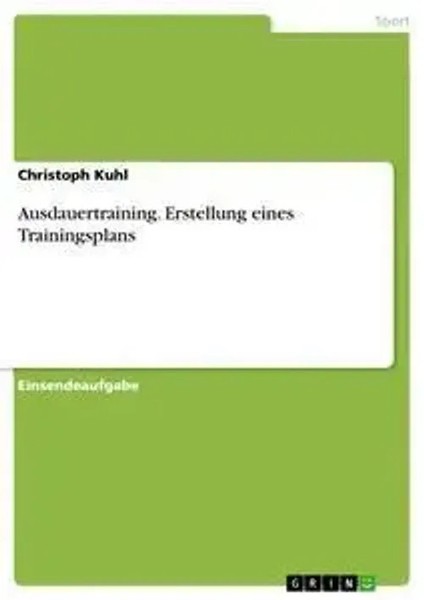 Christoph Kuhl | Ausdauertraining. Erstellung Eines Trainingsplans | Taschenbuch-image