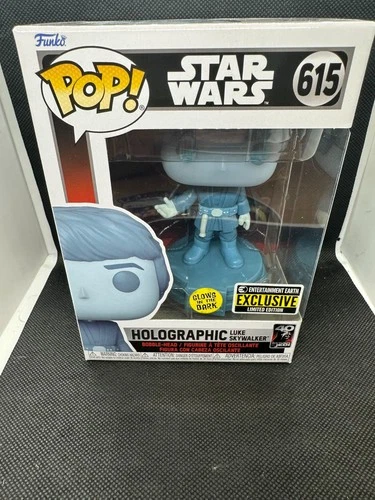 Funko Pop! Star Wars Holographic Luke Skywalker 615 Entertainment Earth Ex. GiTD