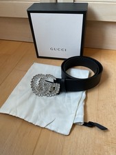 Tolle Marmont GG Gürtel mit Strass-Schnalle von GUCCI schwarz Gr. 85 neuwertig