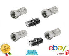 4 x F PLUGS + 2 x F COUPLER JOIN EXTEND SKY SATELLITE TWIN COAX CABLE