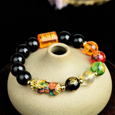 New  Feng Shui Obsidian Beads Pi Yao Pi Xiu Five Elements Wealth Prosperity 
