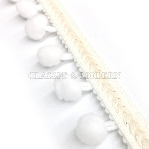 3 YARDS / 6 COLORS / CELESTE 1.25" Boho Pompom Ball Bead Fringe Trim - Picture 7 of 10