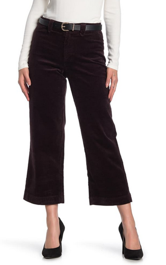 Paige Nellie High Rise Corduroy Culotte Pants Deep Amethyst NWT $219