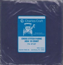 Cross Stitch Charles Craft Hardanger fabric 18 ct Navy Blue 18"x12" oop Sealed