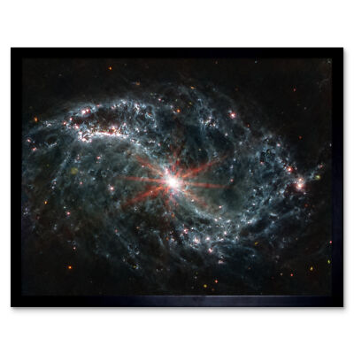 NASA James Webb NGC 7496 Netzwerk Gas Staub Galaxien gerahmter Wandkunstdruck 9 x 7 Zoll
