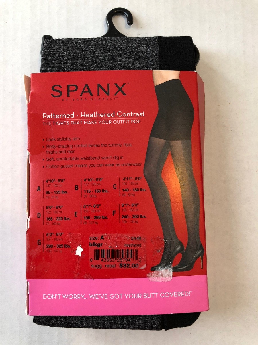 @ SPANX Patterned Heathered Contrast Tight-End-Tights Black Gray NWT