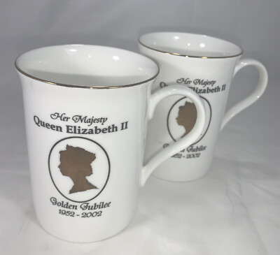 Her Majesty Queen Elizabeth ll Golden Jubilee 1952-2002 Tea Bone China Cups (2)