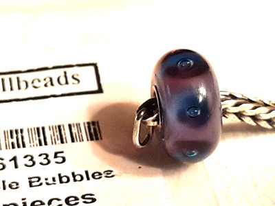 TROLLBEADS Purple Bubbles 61335 Retired Purple Bubbles Glass Silver 61335 New