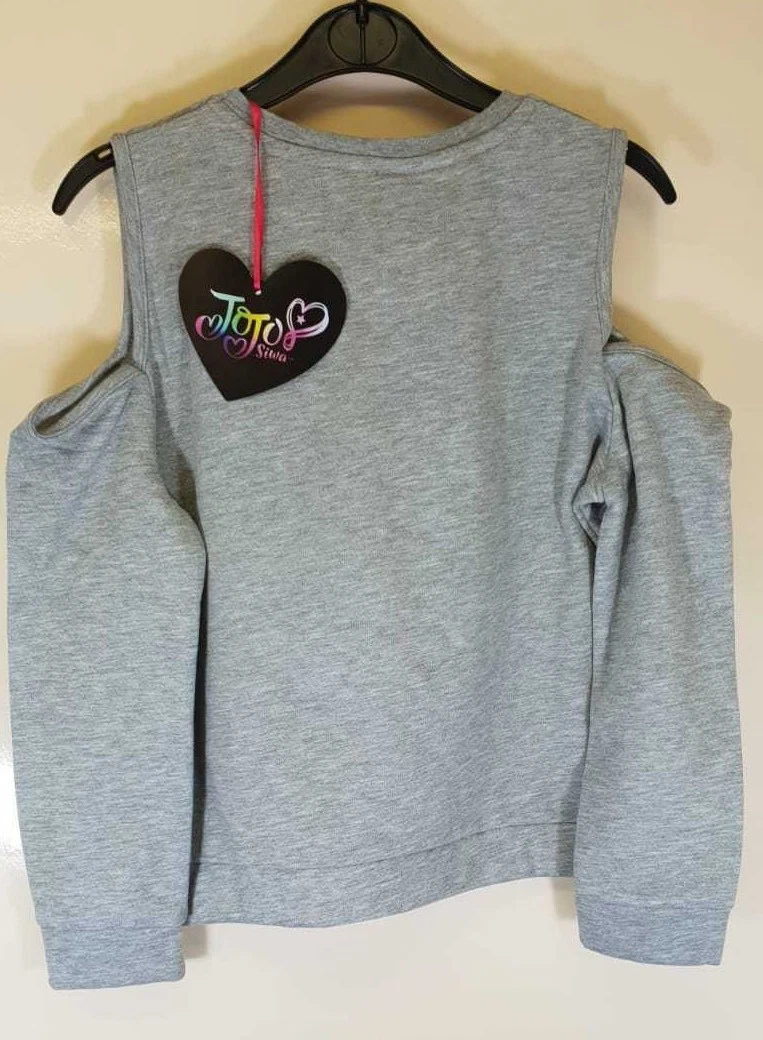 Grey Nickelodeon JoJo Siwa Shoulder Cut out Top Long Sleeve Girls