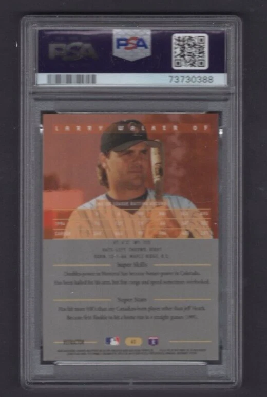 1995 BOWMAN'S BEST REFRACTOR RED #63 LARRY WALKER SP HIGH END GRADED PSA 9 MINT - Image 2 of 2