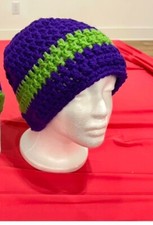 Beanie Skull Cap Handmade Crocheted. Multi-colored Scrappy One Size Women  s Teen