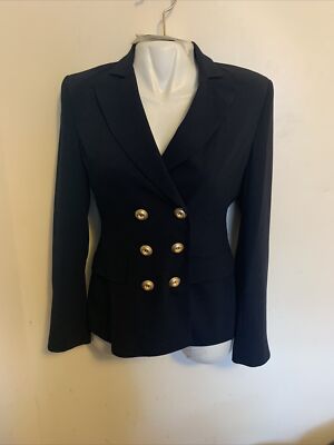 BCBG Women’s Navy Blazer With Gold Buttons Double Breasted Size S