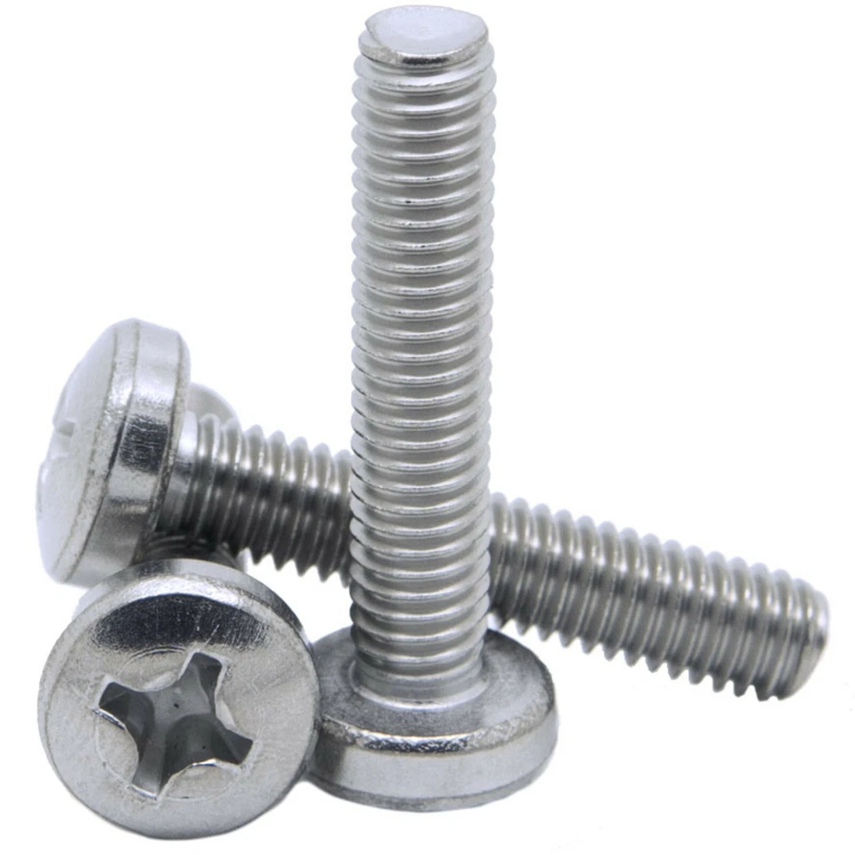 BOLT BASE M2 M2.5 M3 M4 M5 M6 PHILLIPS PAN HEAD MACHINE SCREWS A2 STAINLESS STEEL DIN 7985
