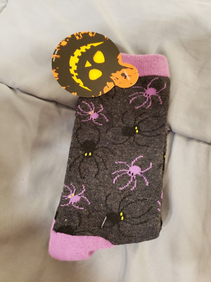 2 Pair Gertex Ladies 9-11 Sock Size Spiders Ghosts Crew Halloween 6-10 Shoe