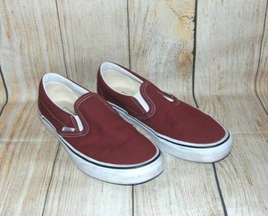 maroon vans womens slip ons